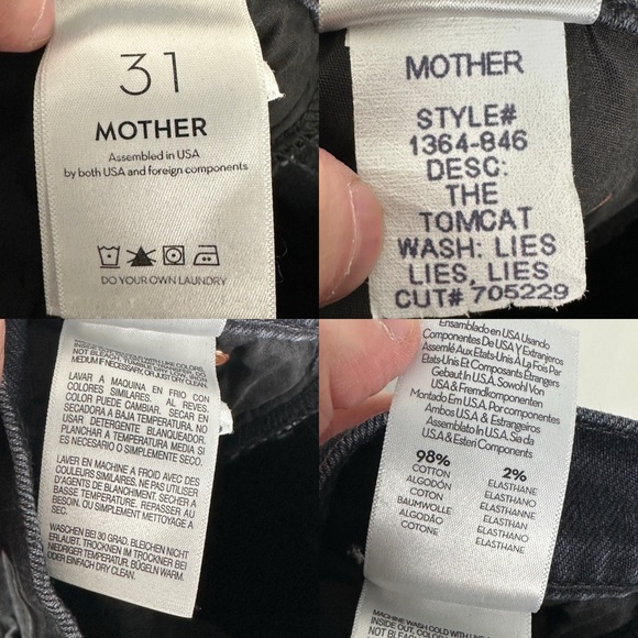 Mother Superior The Tomcat Jeans Womens Size 31 Black Lies Straight‎ Leg Denim - Picture 11 of 14